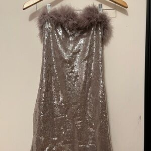 Forever 21 Mauve Dress with Feather Trim